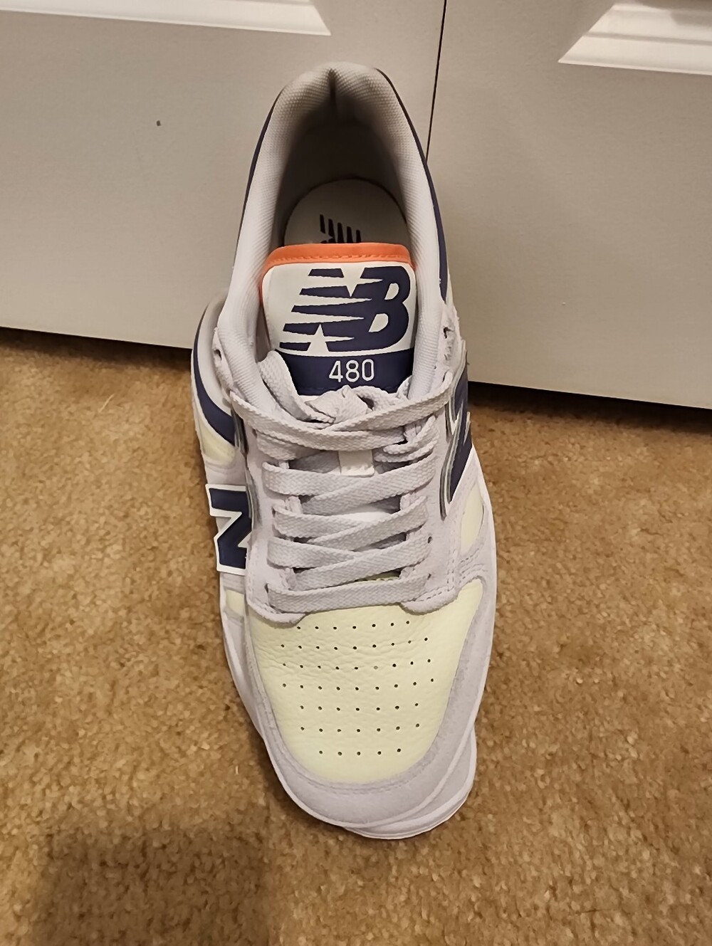 EUC New Balance 480 White. Unisex. Real Leather.